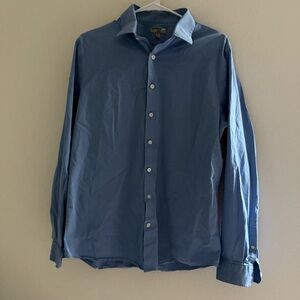Express Men's Blue Button-Up Shirt Size Large